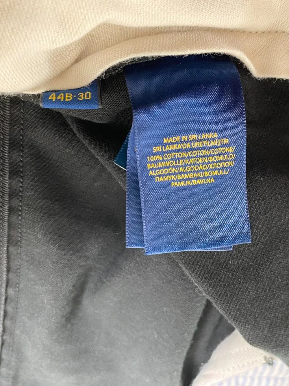 Polo Ralph Lauren Classic Fit Chino Pants Men's 44B x 30 Mid Rise Black Casual